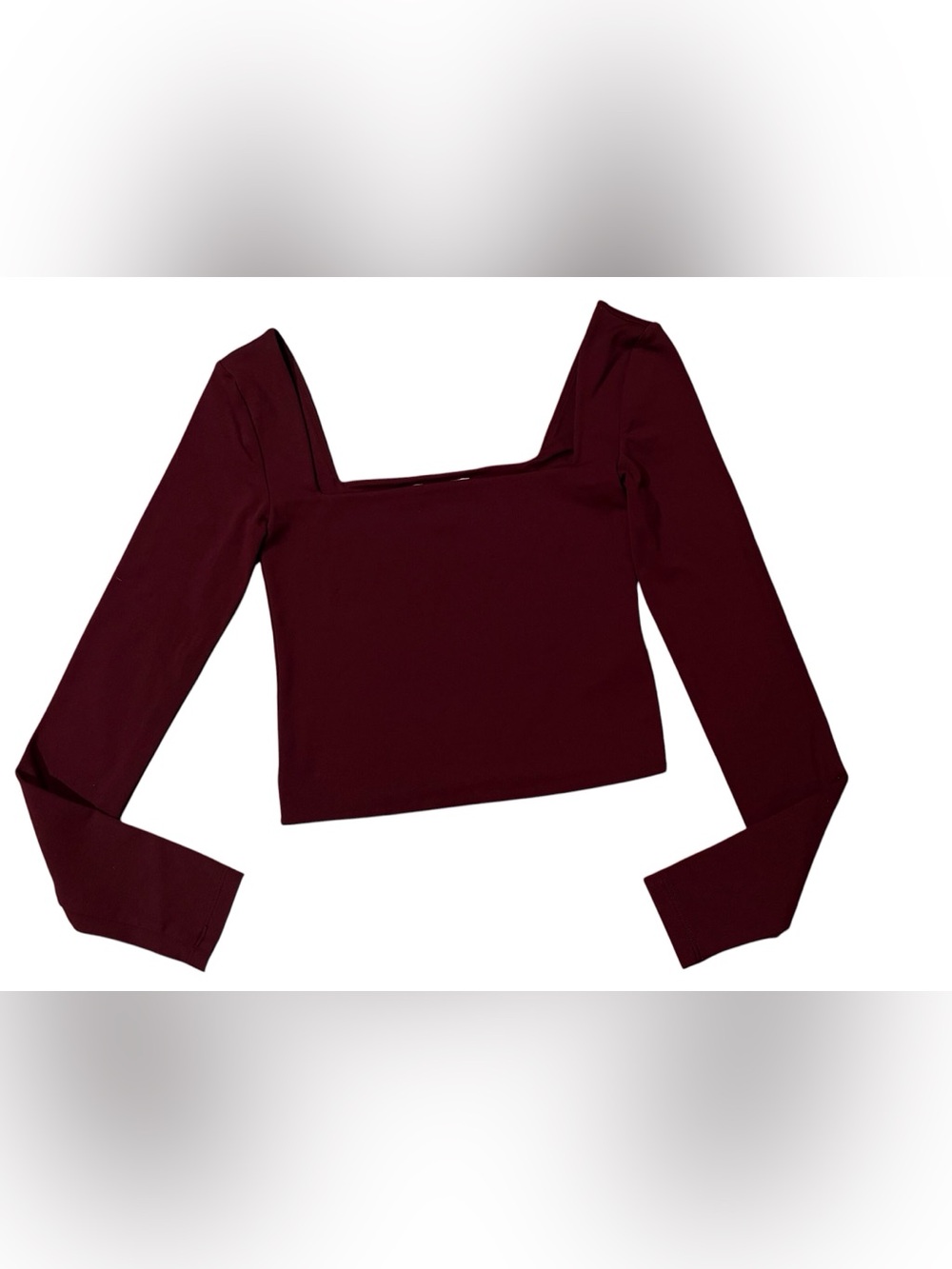 Babaton by Aritzia Contour Square Neck Long Sleeve Top Burgundy XS
